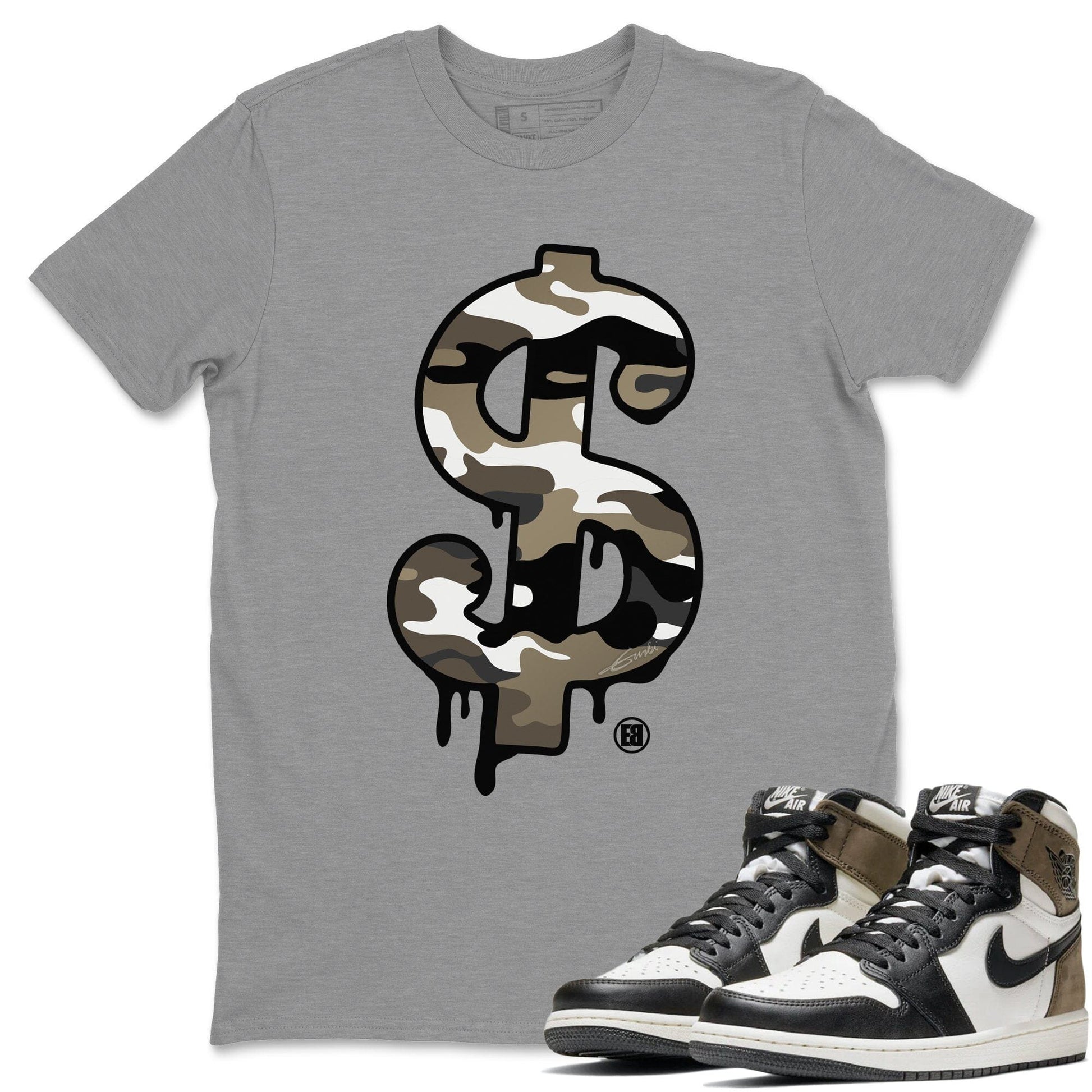 Jordan 1 Dark Mocha Sneaker Match Tees Dollar Camo Sneaker Tees Jordan 1 Dark Mocha Sneaker Release Tees Unisex Shirts