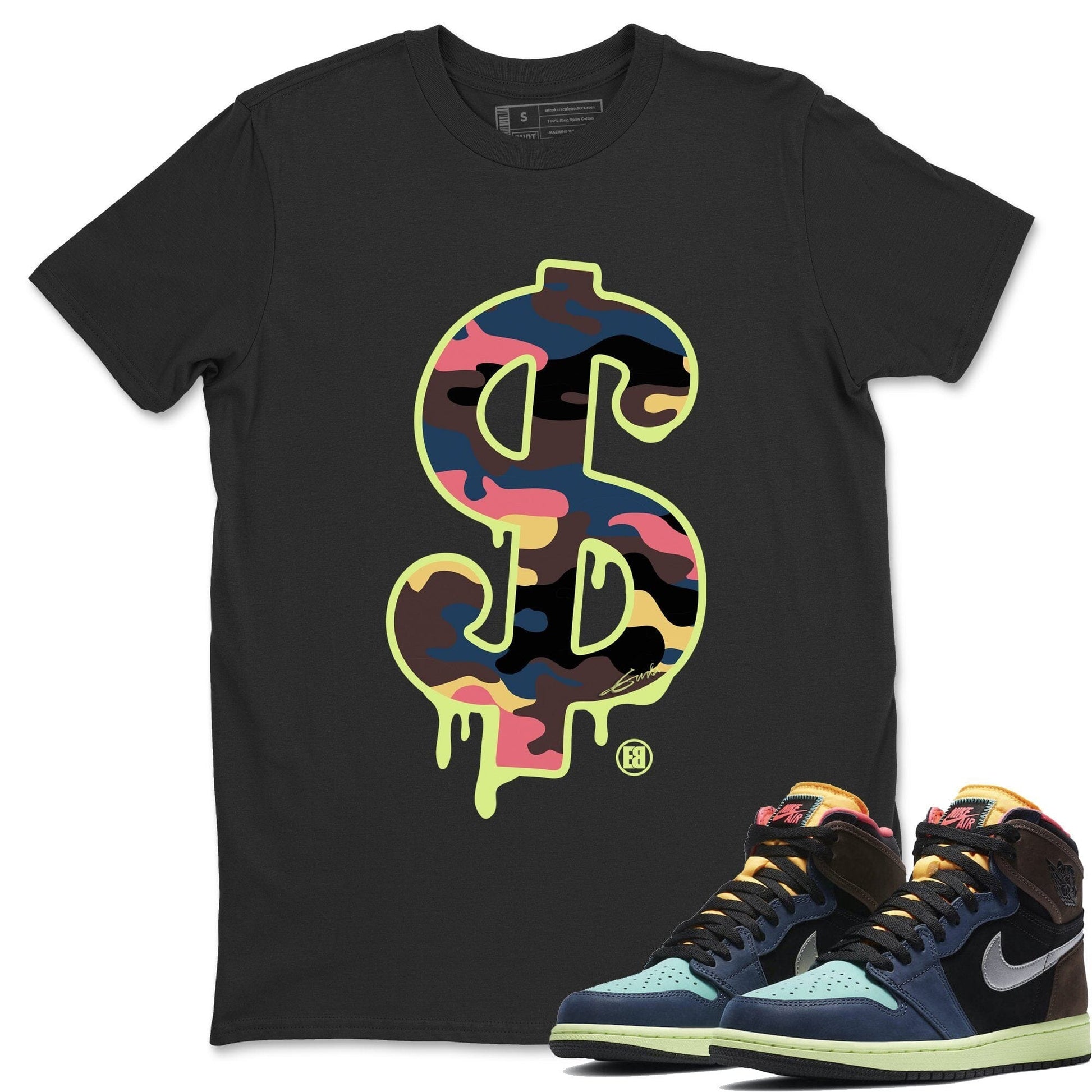 Jordan 1 Bio Hack Sneaker Match Tees Dollar Camo Sneaker Tees Jordan 1 Bio Hack Sneaker Release Tees Unisex Shirts