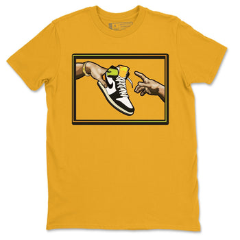 Jordan 1 Volt Gold Sneaker Match Tees Adam's Creation Sneaker Tees Jordan 1 Volt Gold Sneaker Release Tees Unisex Shirts