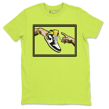 Jordan 1 Volt Gold Sneaker Match Tees Adam's Creation Sneaker Tees Jordan 1 Volt Gold Sneaker Release Tees Unisex Shirts