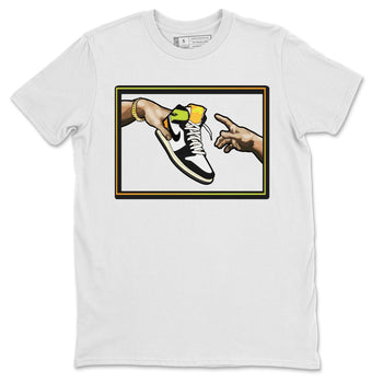 Jordan 1 Volt Gold Sneaker Match Tees Adam's Creation Sneaker Tees Jordan 1 Volt Gold Sneaker Release Tees Unisex Shirts
