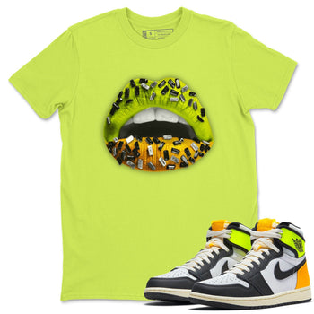 Jordan 1 Volt Gold Sneaker Match Tees Lips Jewel Sneaker Tees Jordan 1 Volt Gold Sneaker Release Tees Unisex Shirts