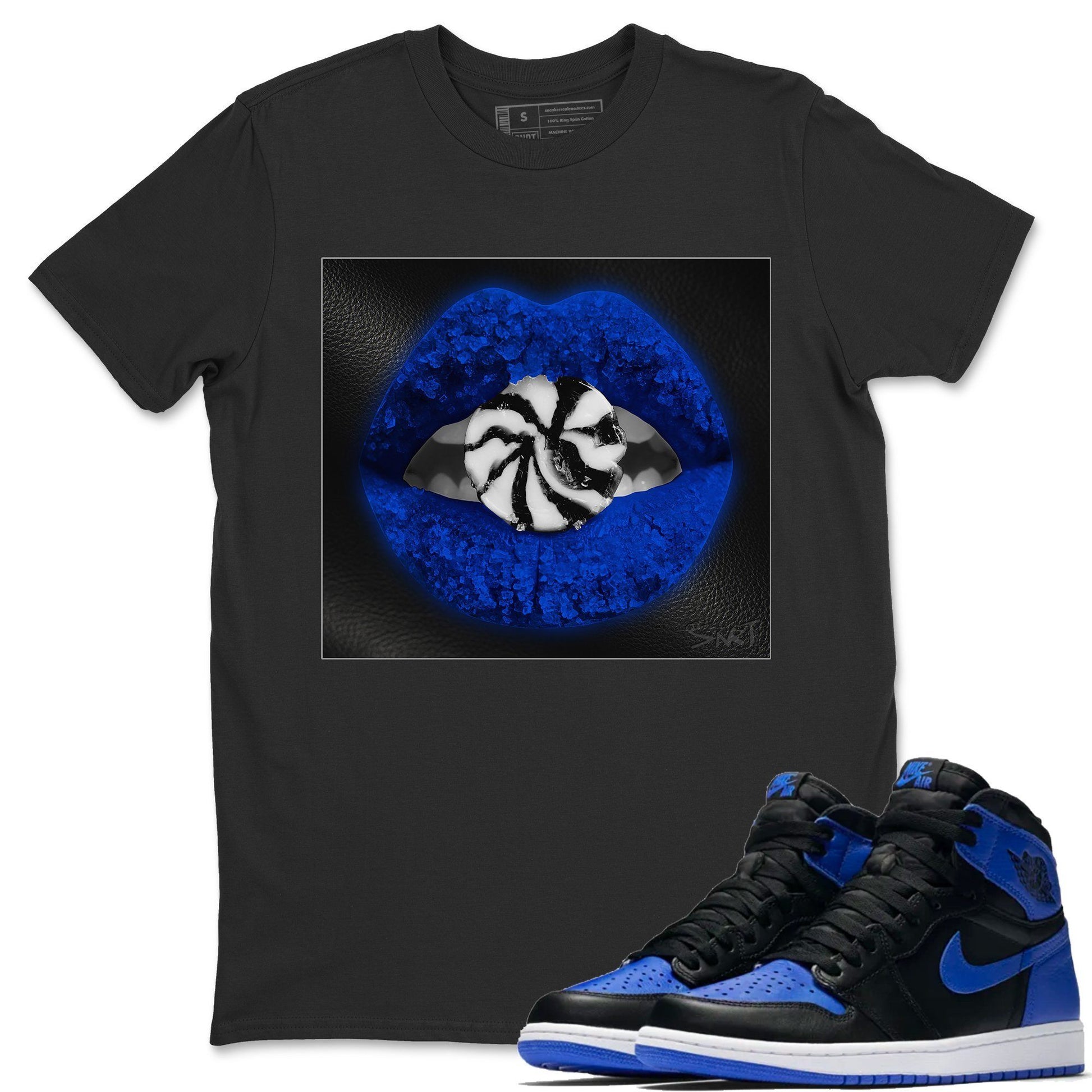 Jordan 1 Royal Black Sneaker Match Tees Lips Candy Sneaker Tees Jordan 1 Royal Black Sneaker Release Tees Unisex Shirts