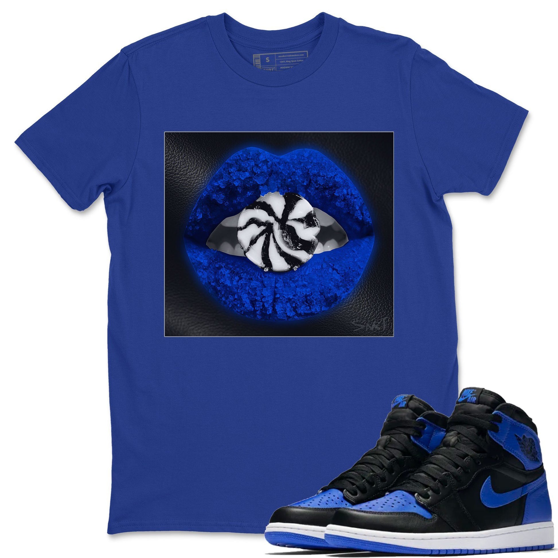 Jordan 1 Royal Black Sneaker Match Tees Lips Candy Sneaker Tees Jordan 1 Royal Black Sneaker Release Tees Unisex Shirts