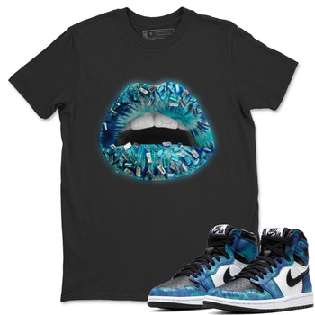 Jordan 1 Tie-Dye Sneaker Match Tees Lips Jewel Sneaker Tees Jordan 1 Tie-Dye Sneaker Release Tees Unisex Shirts