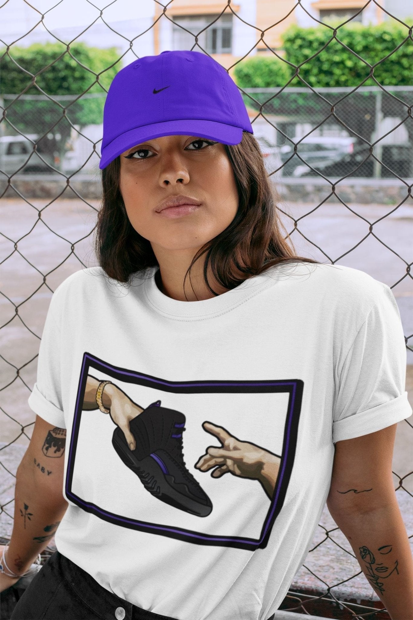 Jordan 12 Dark Concord Sneaker Match Tees Adam's Creation Sneaker Tees Jordan 12 Dark Concord Sneaker Release Tees Unisex Shirts