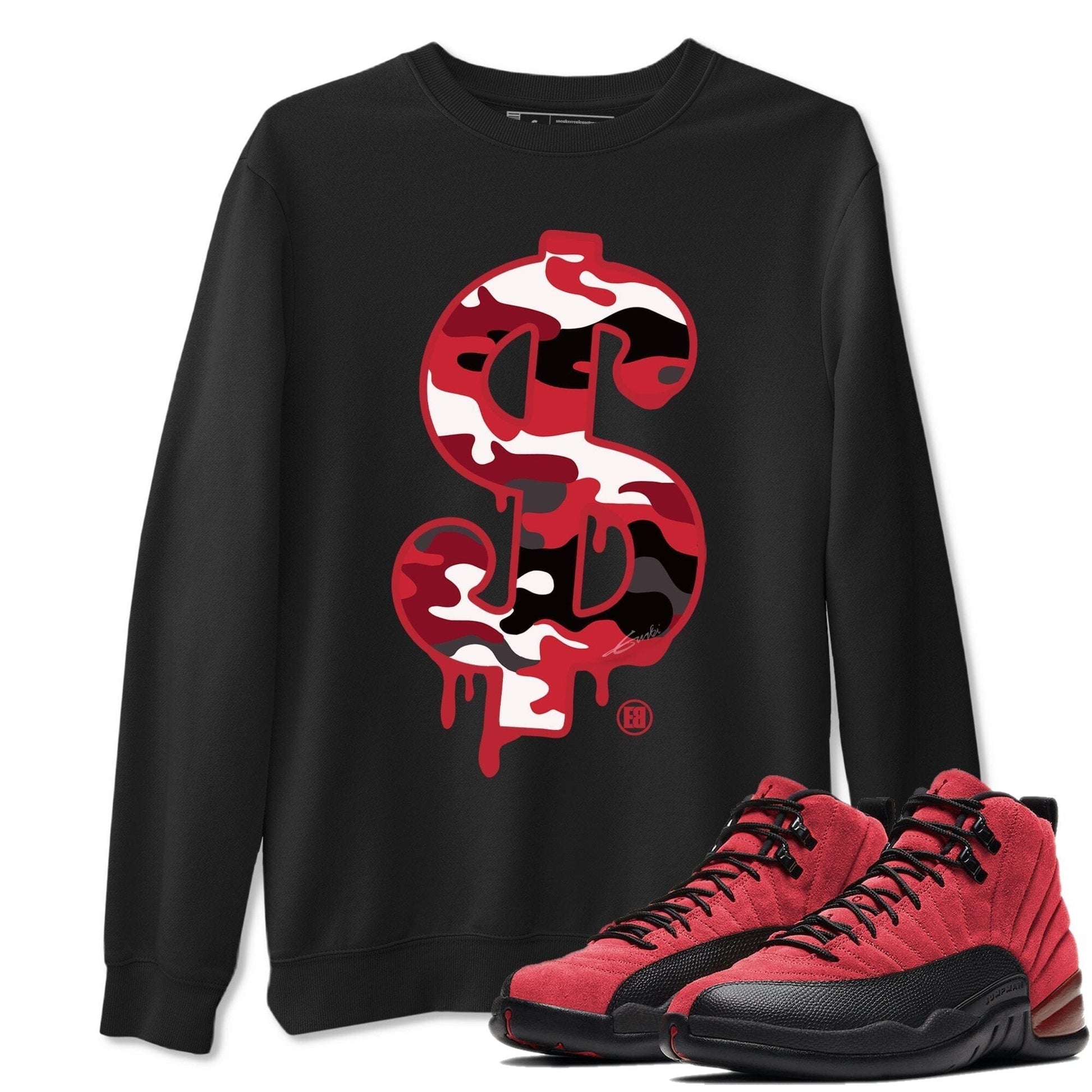Jordan 12 Reverse Flu Game Sneaker Match Tees Dollar Camo Sneaker Tees Jordan 12 Reverse Flu Game Sneaker Release Tees Unisex Shirts
