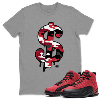 Jordan 12 Reverse Flu Game Sneaker Match Tees Dollar Camo Sneaker Tees Jordan 12 Reverse Flu Game Sneaker Release Tees Unisex Shirts