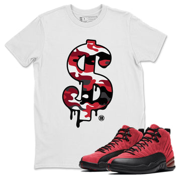 Jordan 12 Reverse Flu Game Sneaker Match Tees Dollar Camo Sneaker Tees Jordan 12 Reverse Flu Game Sneaker Release Tees Unisex Shirts