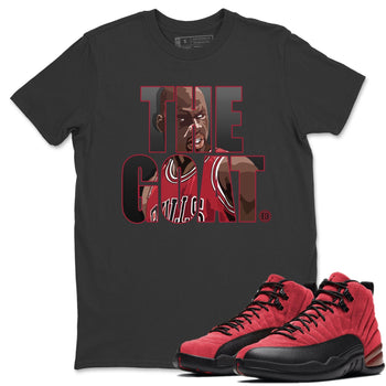 Jordan 12 Reverse Flu Game Sneaker Match Tees The Goat Sneaker Tees Jordan 12 Reverse Flu Game Sneaker Release Tees Unisex Shirts