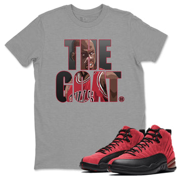 Jordan 12 Reverse Flu Game Sneaker Match Tees The Goat Sneaker Tees Jordan 12 Reverse Flu Game Sneaker Release Tees Unisex Shirts