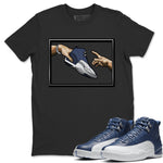 Jordan 12 Stone Blue Sneaker Match Tees Adam's Creation Sneaker Tees Jordan 12 Stone Blue Sneaker Release Tees Unisex Shirts