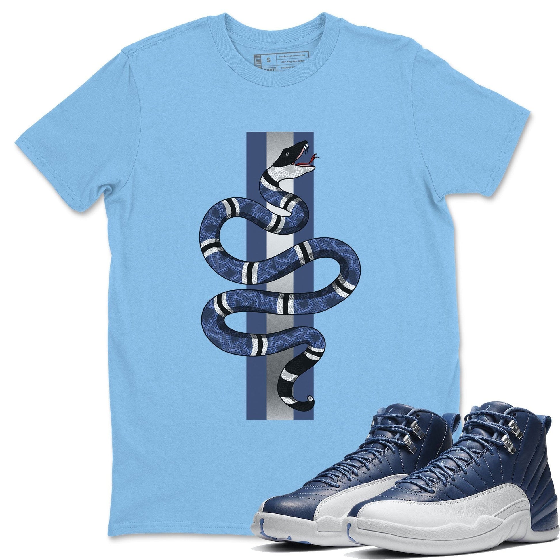 Jordan 12 Stone Blue Sneaker Match Tees Snake Sneaker Tees Jordan 12 Stone Blue Sneaker Release Tees Unisex Shirts