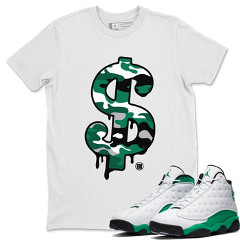Jordan 13 Lucky Green Sneaker Match Tees Dollar Camo Sneaker Tees Jordan 13 Lucky Green Sneaker Release Tees Unisex Shirts