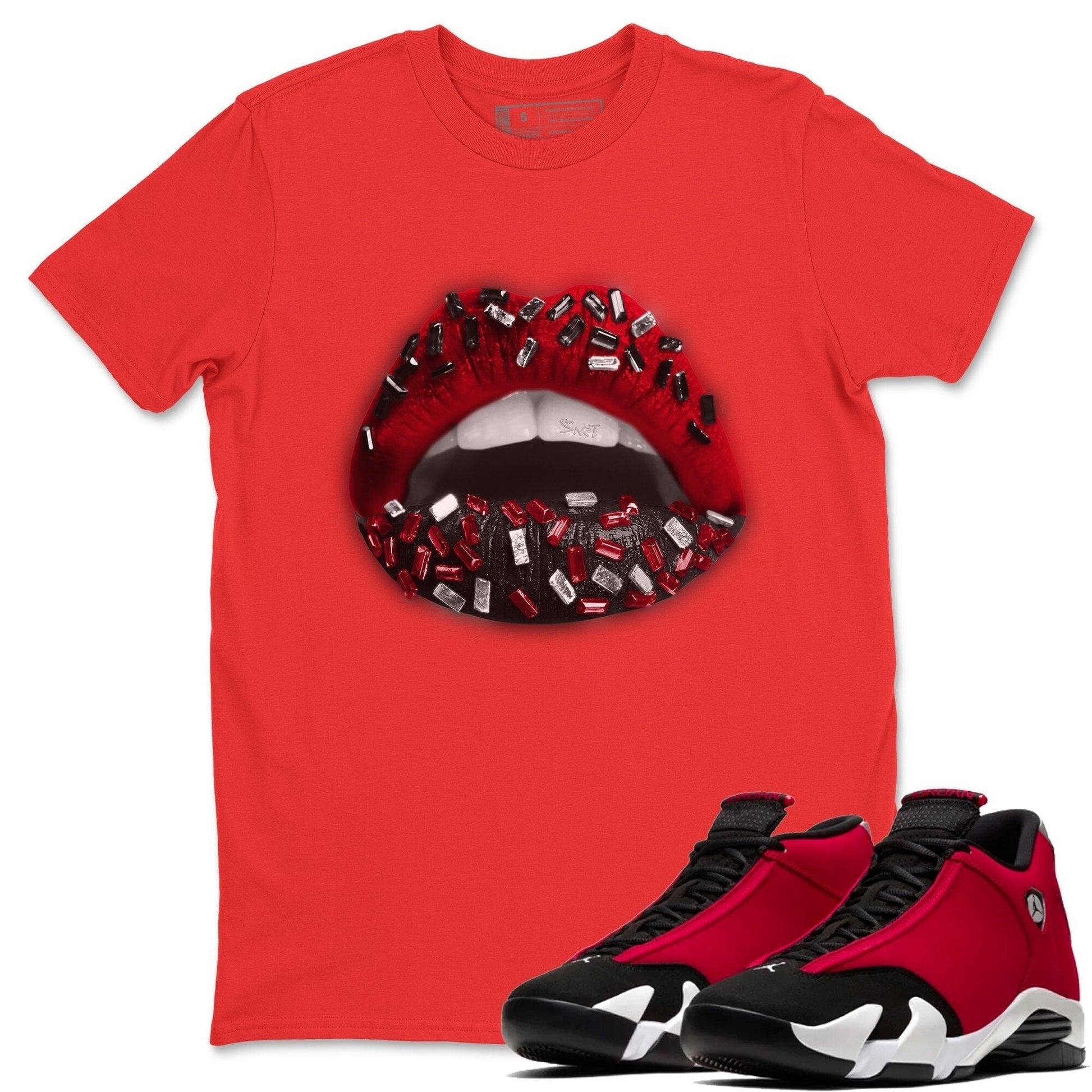 Jordan 14 Gym Red Sneaker Match Tees Lips Jewel Sneaker Tees Jordan 14 Gym Red Sneaker Release Tees Unisex Shirts