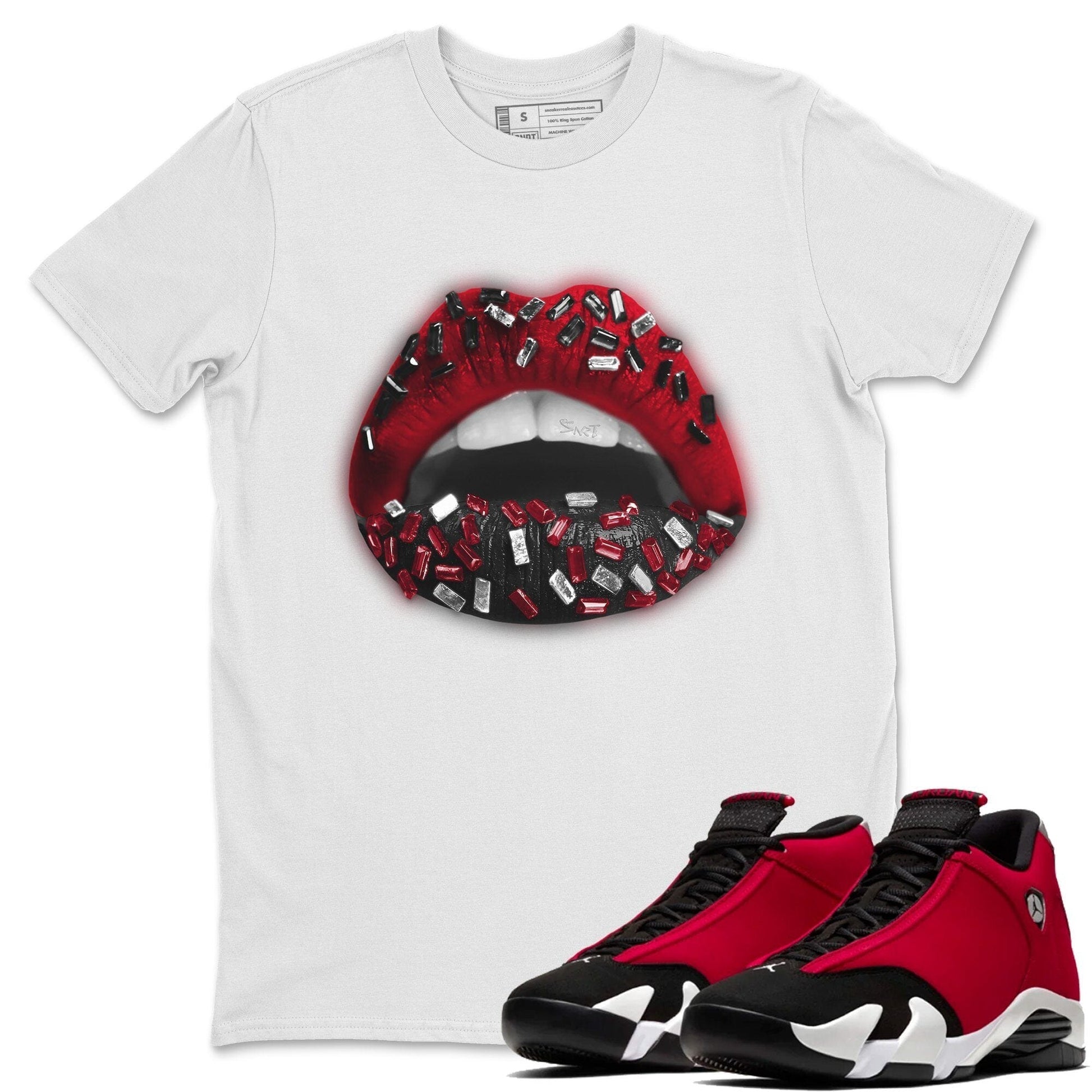 Jordan 14 Gym Red Sneaker Match Tees Lips Jewel Sneaker Tees Jordan 14 Gym Red Sneaker Release Tees Unisex Shirts