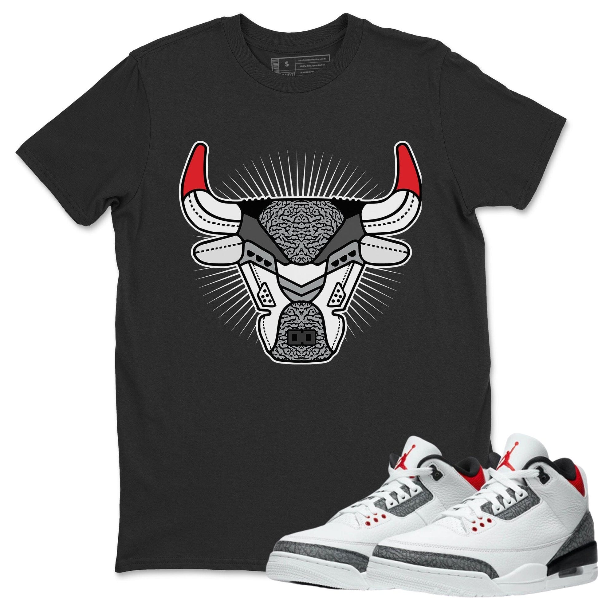 Jordan 3 Fire Red Sneaker Match Tees Bull Head Sneaker Tees Jordan 3 Fire Red Sneaker Release Tees Unisex Shirts
