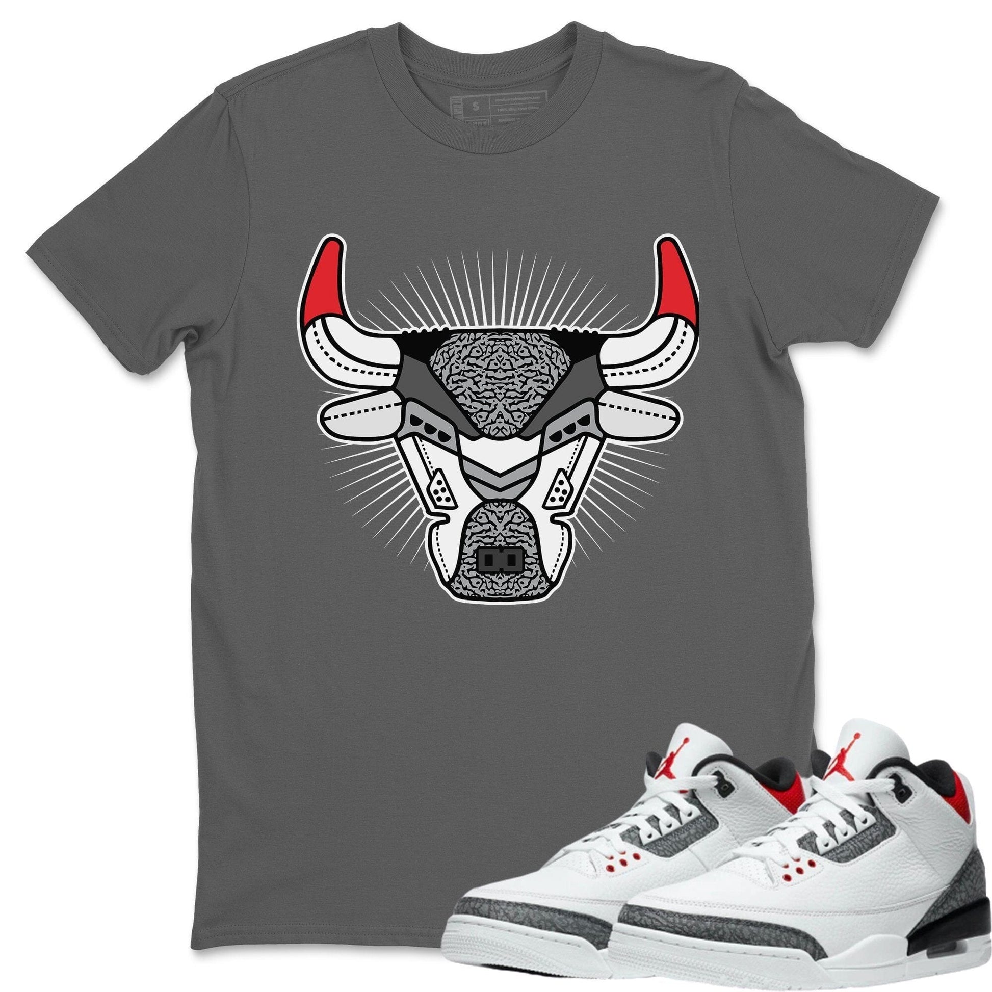 Jordan 3 Fire Red Sneaker Match Tees Bull Head Sneaker Tees Jordan 3 Fire Red Sneaker Release Tees Unisex Shirts
