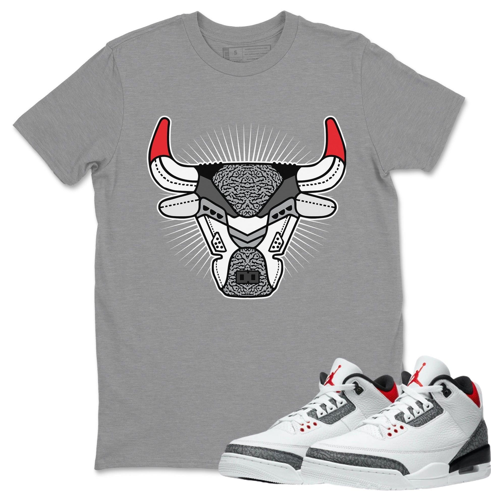Jordan 3 Fire Red Sneaker Match Tees Bull Head Sneaker Tees Jordan 3 Fire Red Sneaker Release Tees Unisex Shirts