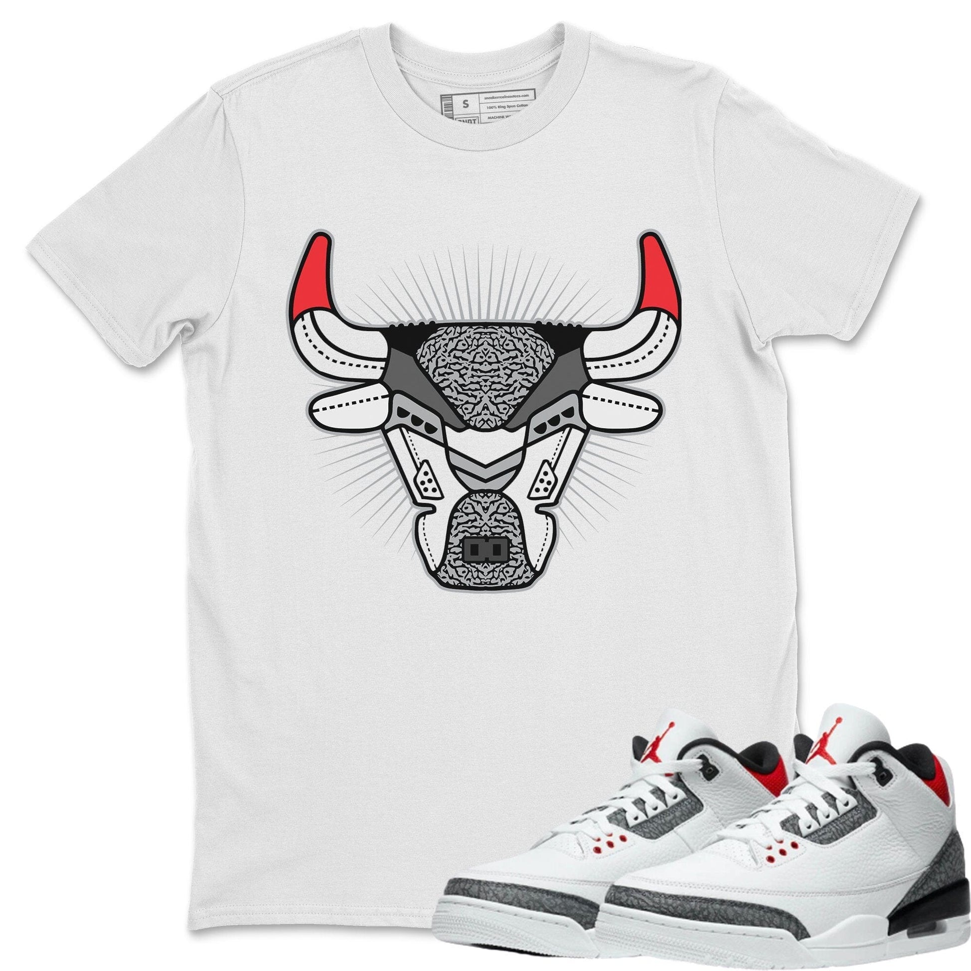 Jordan 3 Fire Red Sneaker Match Tees Bull Head Sneaker Tees Jordan 3 Fire Red Sneaker Release Tees Unisex Shirts