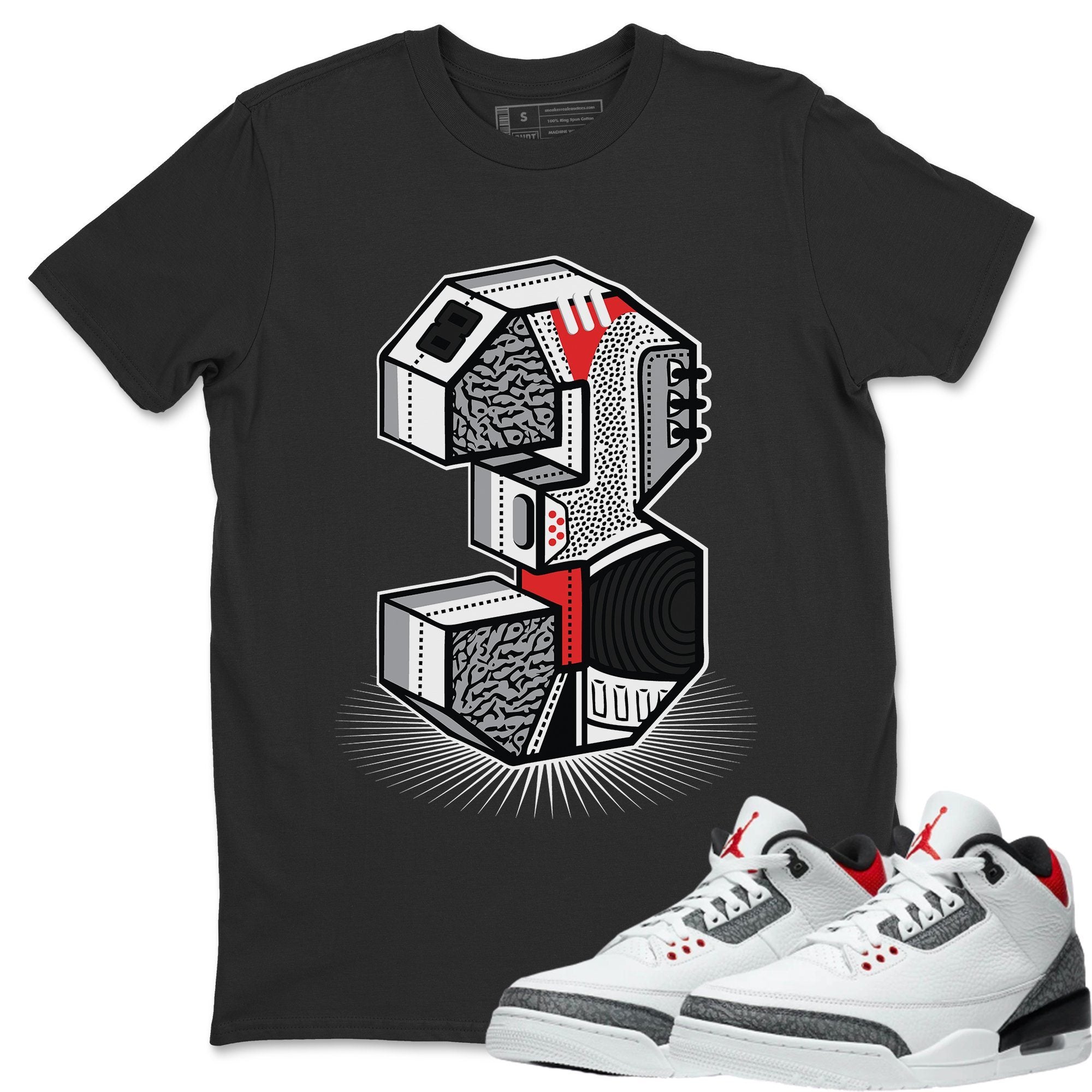 Jordan 3 Fire Red Sneaker Match Tees Three Statue Sneaker Tees Jordan 3 Fire Red Sneaker Release Tees Unisex Shirts