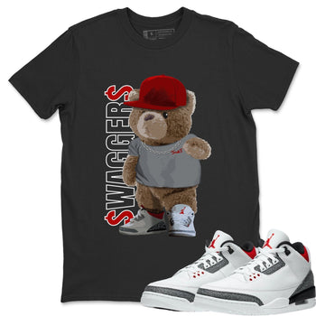 Jordan 3 Fire Red Sneaker Match Tees Bear Swaggers Sneaker Tees Jordan 3 Fire Red Sneaker Release Tees Unisex Shirts