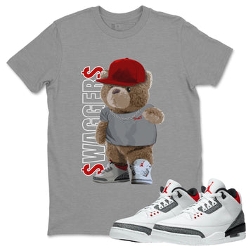 Jordan 3 Fire Red Sneaker Match Tees Bear Swaggers Sneaker Tees Jordan 3 Fire Red Sneaker Release Tees Unisex Shirts