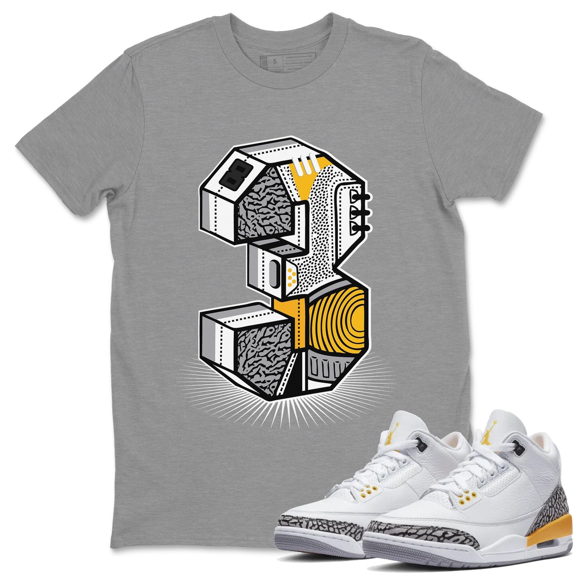 Jordan 3 Laser Orange Sneaker Match Tees Three Statue Sneaker Tees Jordan 3 Laser Orange Sneaker Release Tees Unisex Shirts