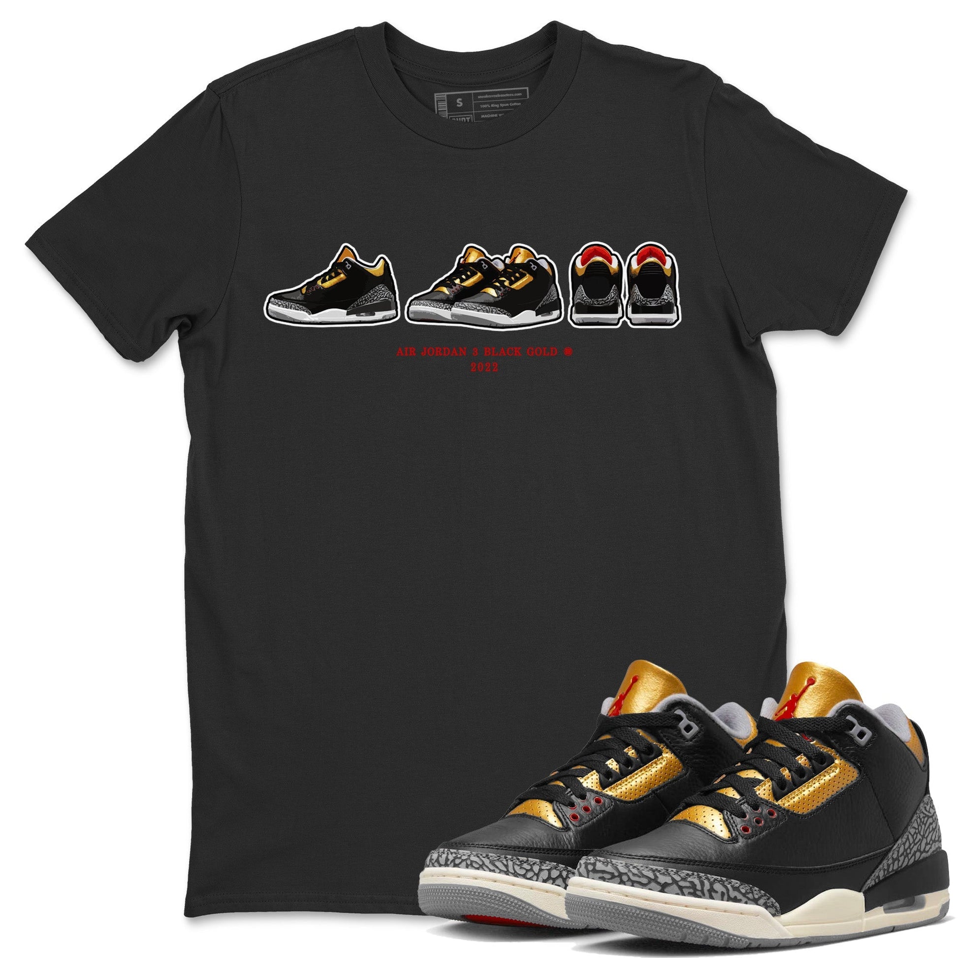 Jordan 3 Black Gold Sneaker Match Tees Air Jordan 3 Prelude Sneaker Tees Jordan 3 Black Gold Sneaker Release Tees Unisex Shirts