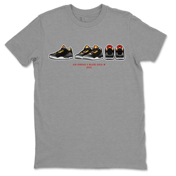 Jordan 3 Black Gold Sneaker Match Tees Air Jordan 3 Prelude Sneaker Tees Jordan 3 Black Gold Sneaker Release Tees Unisex Shirts