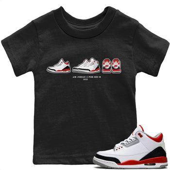 Jordan 3 Fire Red Sneaker Match Tees Air Jordan 3 Prelude Sneaker Tees Jordan 3 Fire Red Sneaker Release Tees Kids Shirts