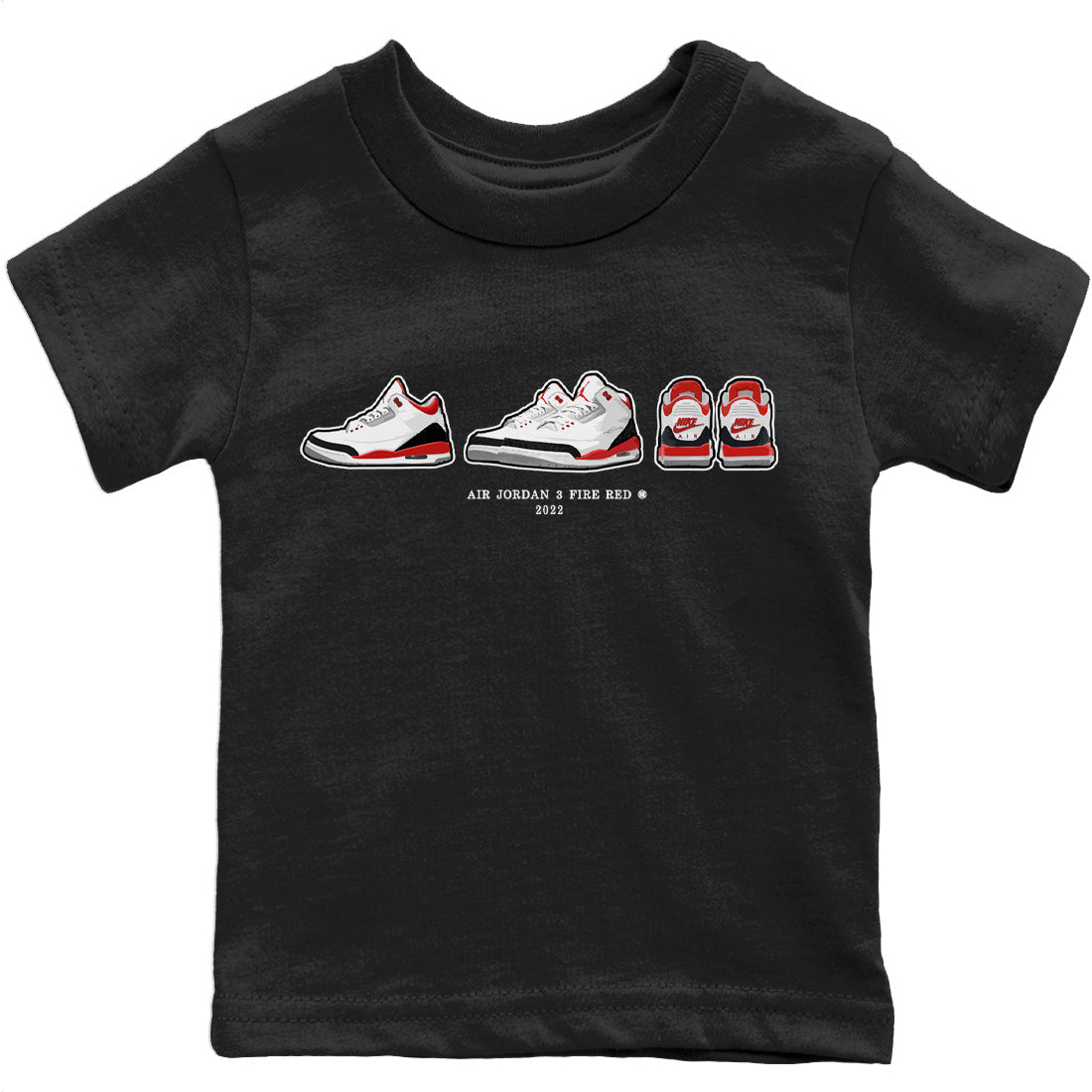 Jordan 3 Fire Red Sneaker Match Tees Air Jordan 3 Prelude Sneaker Tees Jordan 3 Fire Red Sneaker Release Tees Kids Shirts