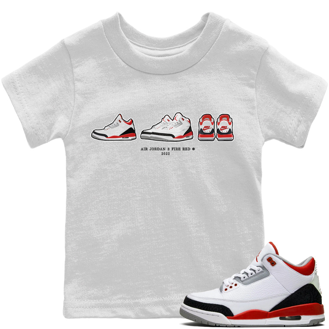 Jordan 3 Fire Red Sneaker Match Tees Air Jordan 3 Prelude Sneaker Tees Jordan 3 Fire Red Sneaker Release Tees Kids Shirts