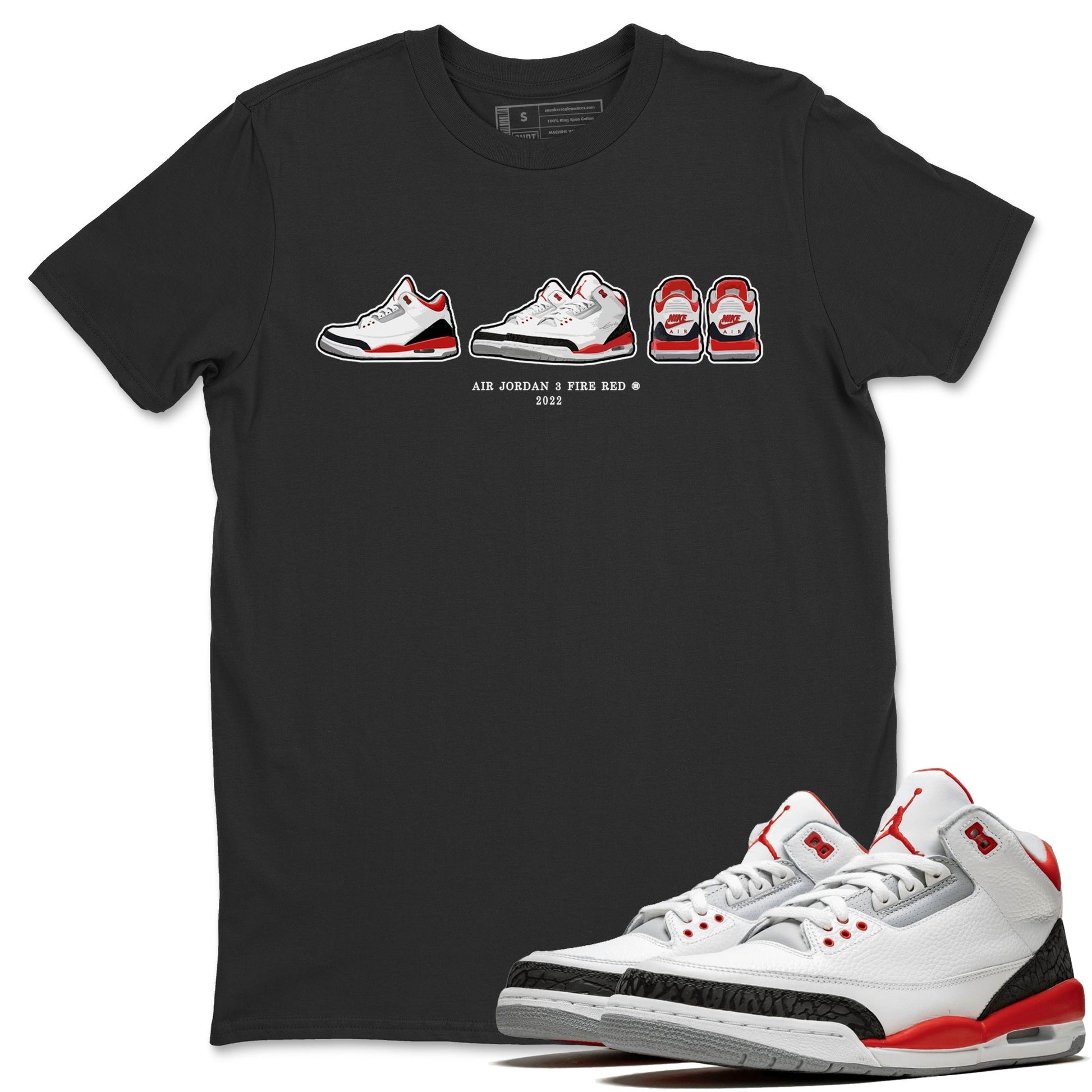 Jordan 3 Fire Red Sneaker Match Tees Air Jordan 3 Prelude Sneaker Tees Jordan 3 Fire Red Sneaker Release Tees Unisex Shirts