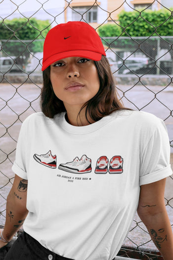 Jordan 3 Fire Red Sneaker Match Tees Air Jordan 3 Prelude Sneaker Tees Jordan 3 Fire Red Sneaker Release Tees Unisex Shirts