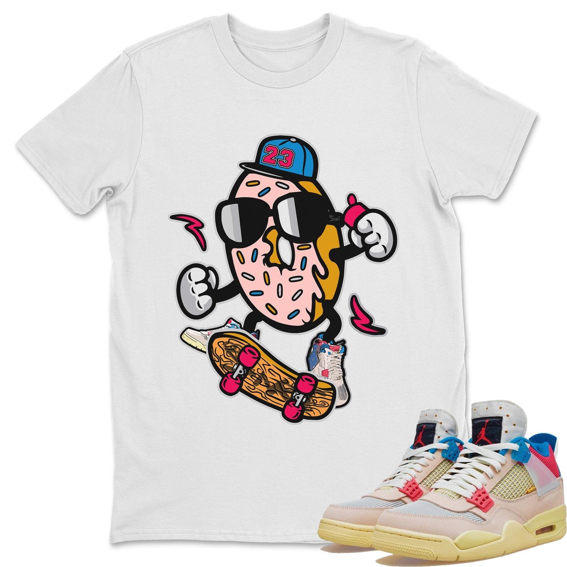 Jordan 4 Union Guava Ice Sneaker Match Tees Donut Skater Sneaker Tees Jordan 4 Union Guava Ice Sneaker Release Tees Unisex Shirts