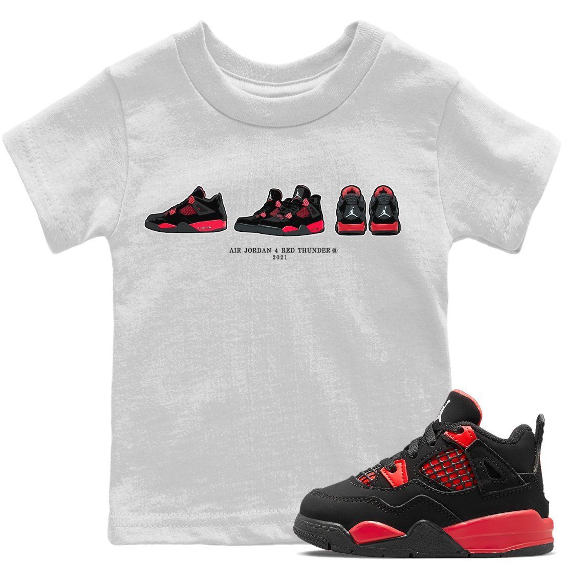 Jordan 4 Red Thunder Sneaker Match Tees Air Jordan 4 Prelude Sneaker Tees Jordan 4 Red Thunder Sneaker Release Tees Kids Shirts