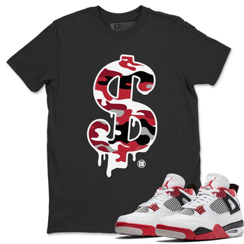 Jordan 4 Fire Red Sneaker Match Tees Dollar Camo Sneaker Tees Jordan 4 Fire Red Sneaker Release Tees Unisex Shirts