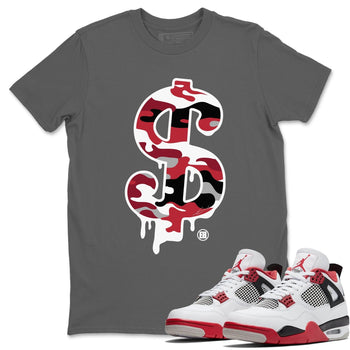 Jordan 4 Fire Red Sneaker Match Tees Dollar Camo Sneaker Tees Jordan 4 Fire Red Sneaker Release Tees Unisex Shirts