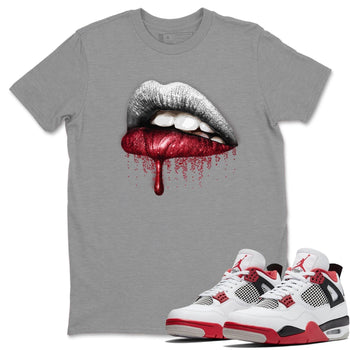 Jordan 4 Fire Red Sneaker Match Tees Dripping Lips Sneaker Tees Jordan 4 Fire Red Sneaker Release Tees Unisex Shirts