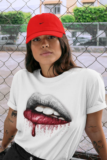 Jordan 4 Fire Red Sneaker Match Tees Dripping Lips Sneaker Tees Jordan 4 Fire Red Sneaker Release Tees Unisex Shirts
