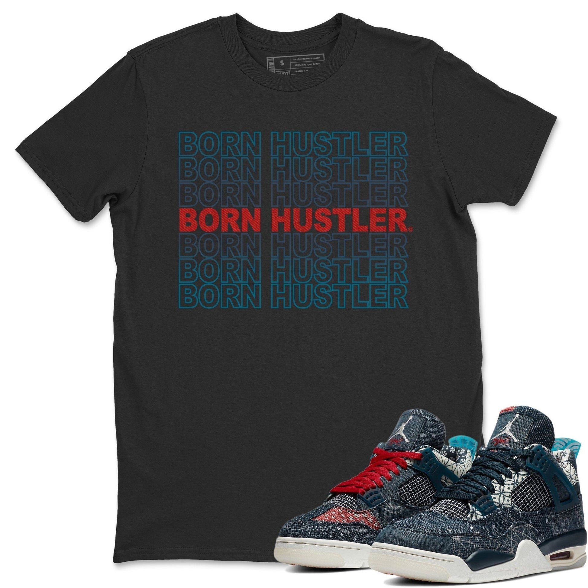 Jordan 4 Deep Ocean Sneaker Match Tees Born Hustler Sneaker Tees Jordan 4 Deep Ocean Sneaker Release Tees Unisex Shirts