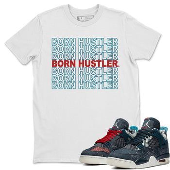 Jordan 4 Deep Ocean Sneaker Match Tees Born Hustler Sneaker Tees Jordan 4 Deep Ocean Sneaker Release Tees Unisex Shirts