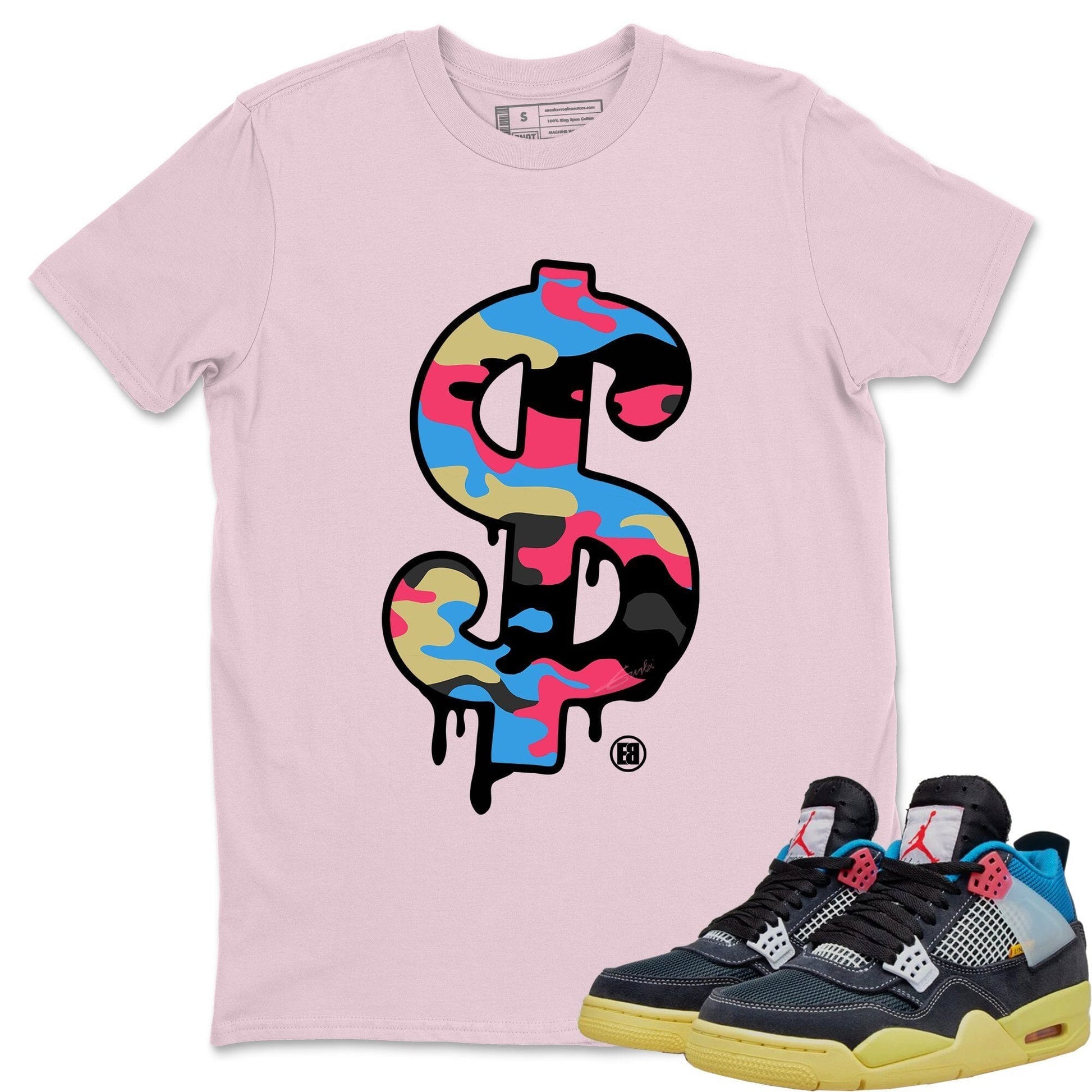 Jordan 4 Union Off Noir Sneaker Match Tees Dollar Camo Sneaker Tees Jordan 4 Union Off Noir Sneaker Release Tees Unisex Shirts