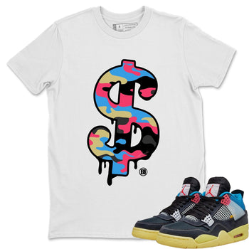 Jordan 4 Union Off Noir Sneaker Match Tees Dollar Camo Sneaker Tees Jordan 4 Union Off Noir Sneaker Release Tees Unisex Shirts