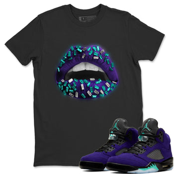 Jordan 5 Purple Grape Sneaker Match Tees Lips Jewel Sneaker Tees Jordan 5 Purple Grape Sneaker Release Tees Unisex Shirts