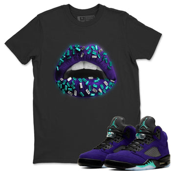 Jordan 5 Purple Grape Sneaker Match Tees Lips Jewel Sneaker Tees Jordan 5 Purple Grape Sneaker Release Tees Unisex Shirts
