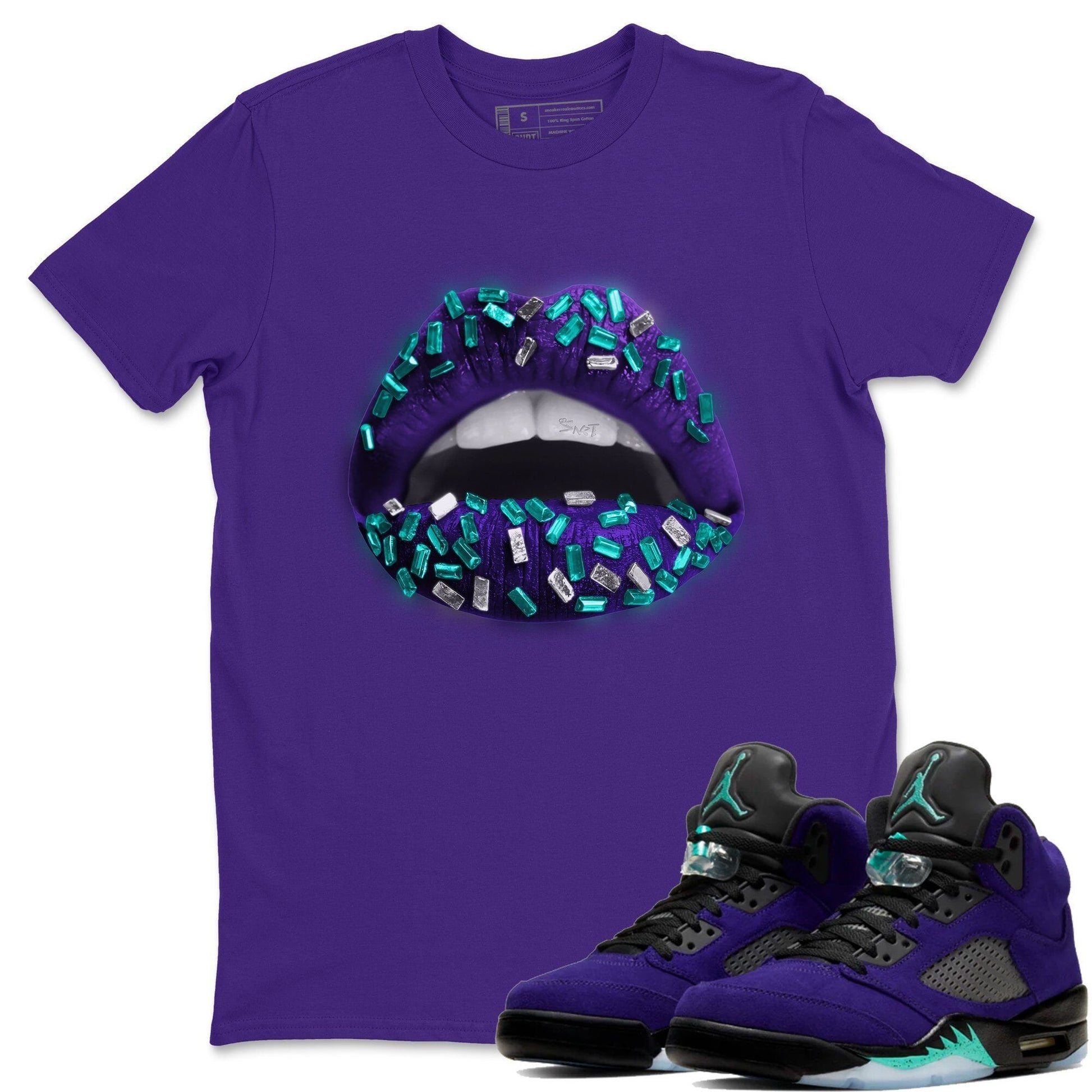 Jordan 5 Purple Grape Sneaker Match Tees Lips Jewel Sneaker Tees Jordan 5 Purple Grape Sneaker Release Tees Unisex Shirts
