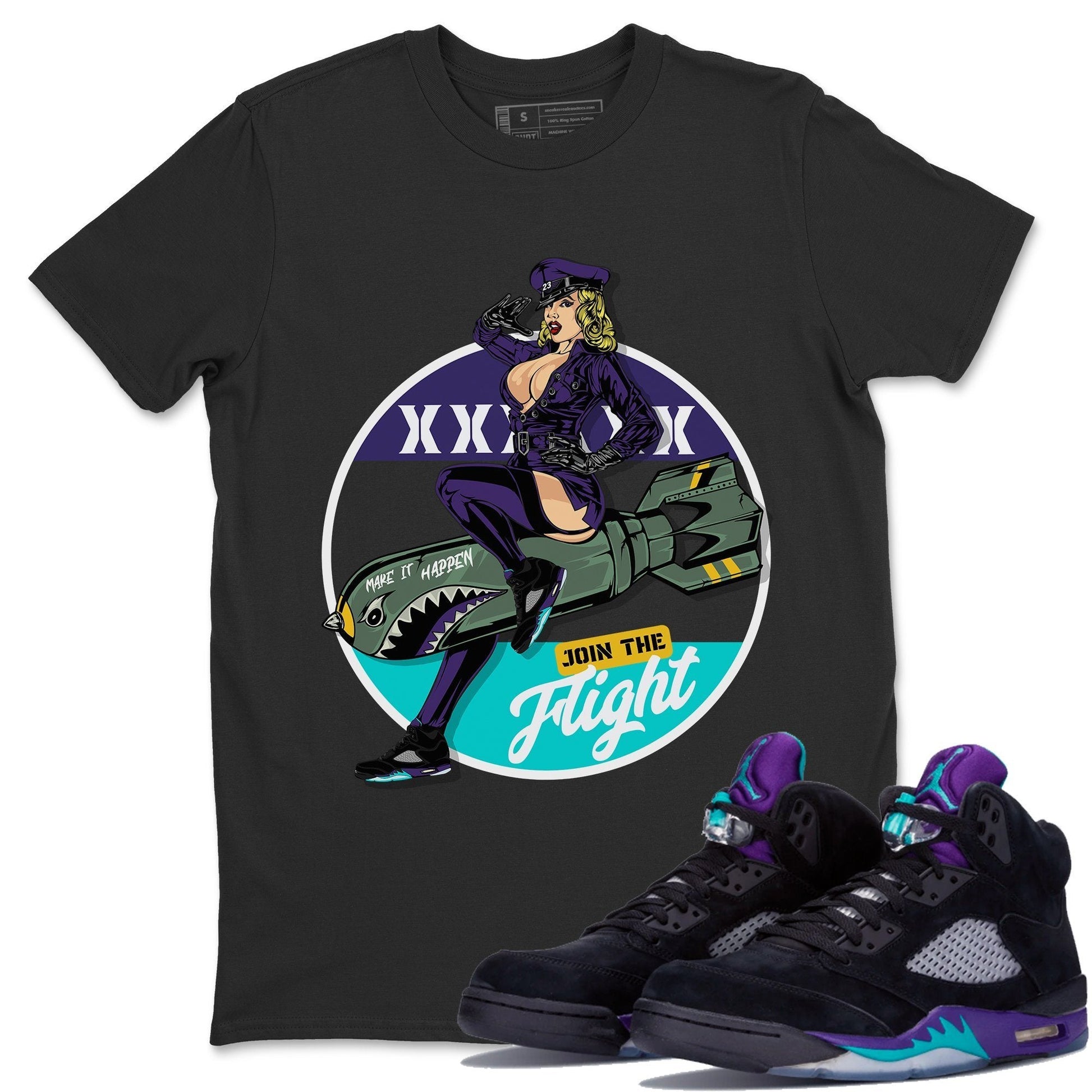 Jordan 5 Black Grape Sneaker Match Tees Pin Up Girl Sneaker Tees Jordan 5 Black Grape Sneaker Release Tees Unisex Shirts