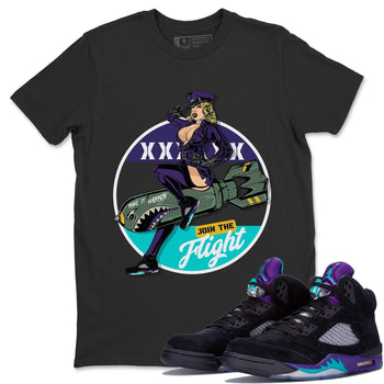 Jordan 5 Black Grape Sneaker Match Tees Pin Up Girl Sneaker Tees Jordan 5 Black Grape Sneaker Release Tees Unisex Shirts